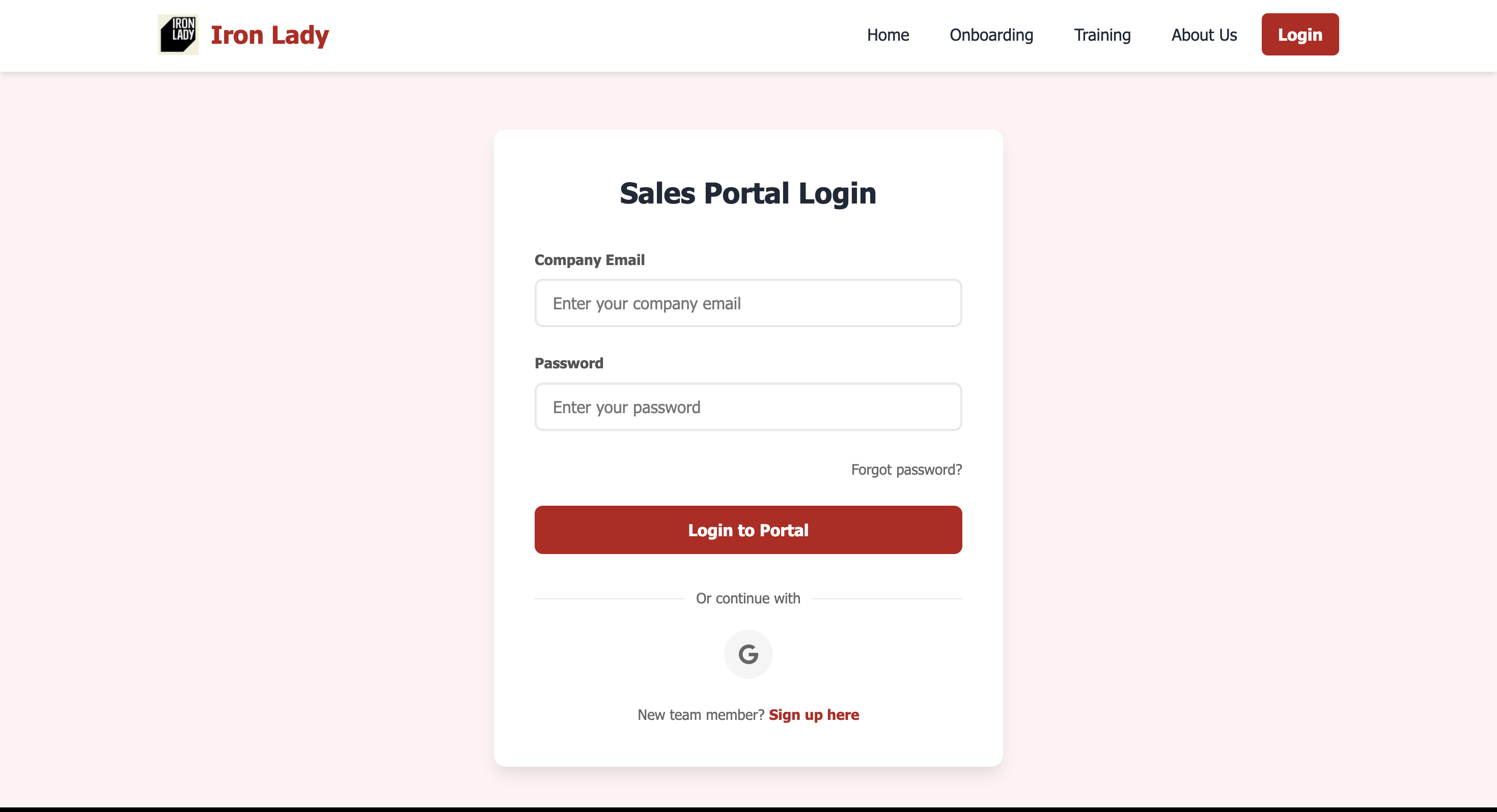Iron Lady Sales Onboarding Platform